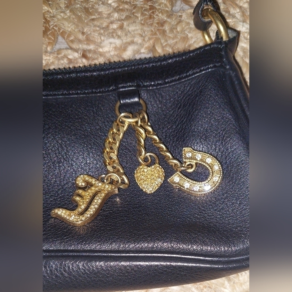 Juicy Couture Y2K VTG Mini Baguette Black Shoulder L Great Condition FREE SHIP - Picture 6 of 12